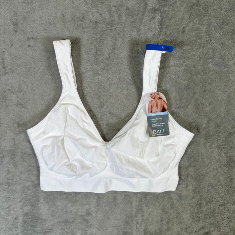 NWT Bali Comfort Revolution Wireless Bra White DF3484 XL Cool Comfort Seamless
